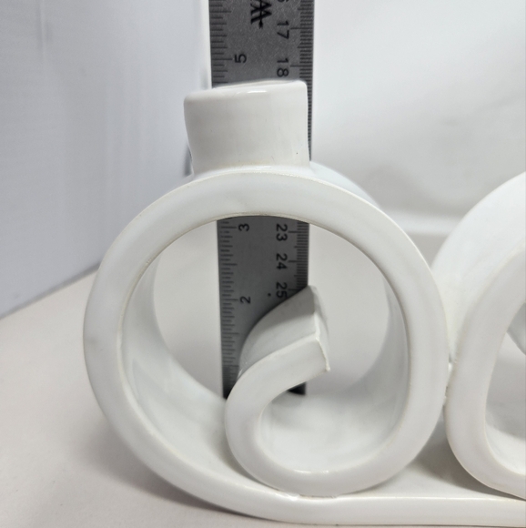 Paola Navone Beautiful MCM White Ceramic Swirl Double Candle Holders Decorative - Picture 8 of 10